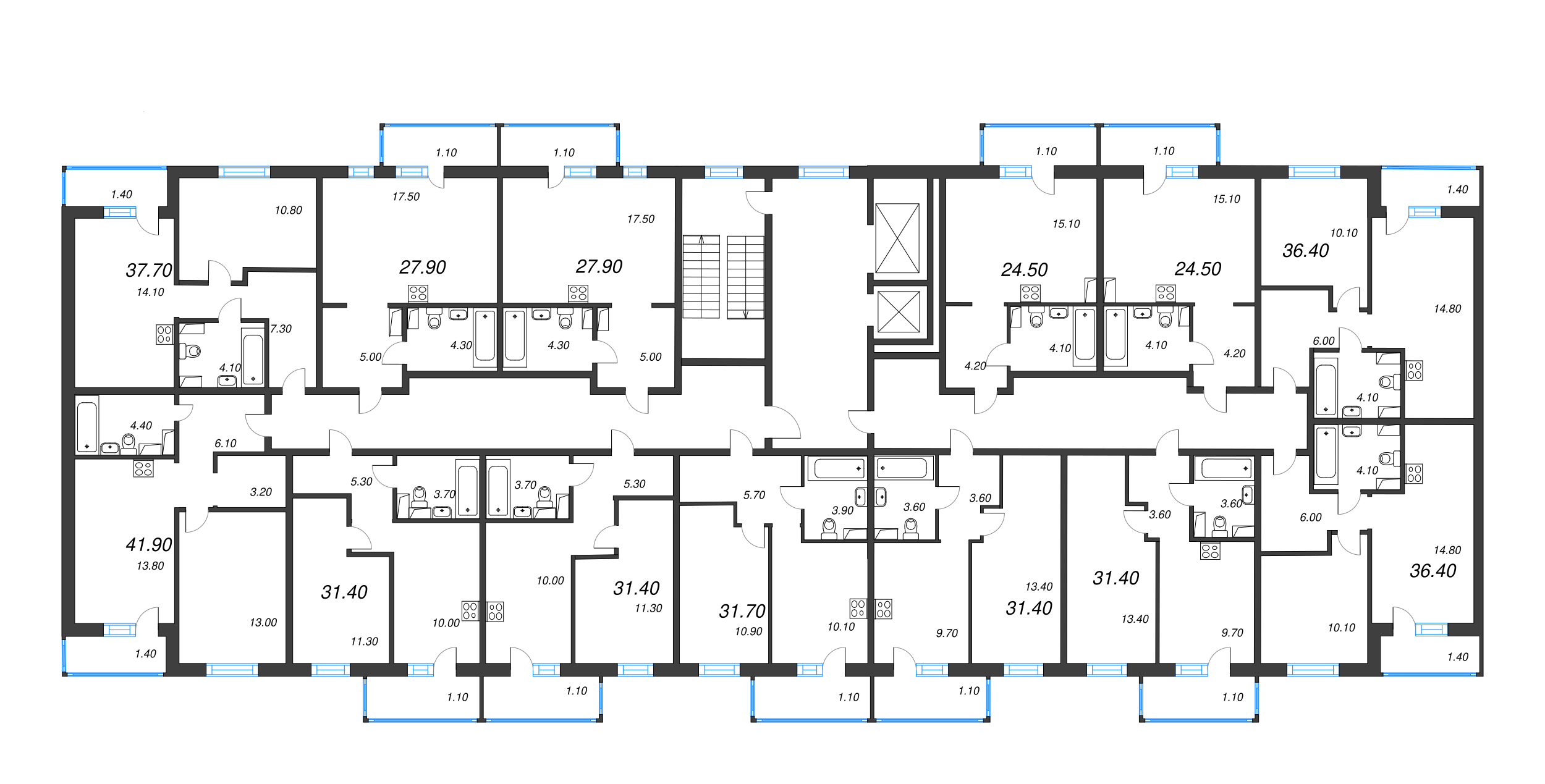 Квартира-студия, 27.9 м² в ЖК "Ветер перемен 2" - планировка этажа