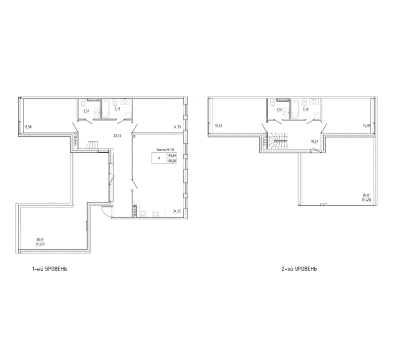 4-комнатная квартира, 168.8 м² - планировка, фото №1