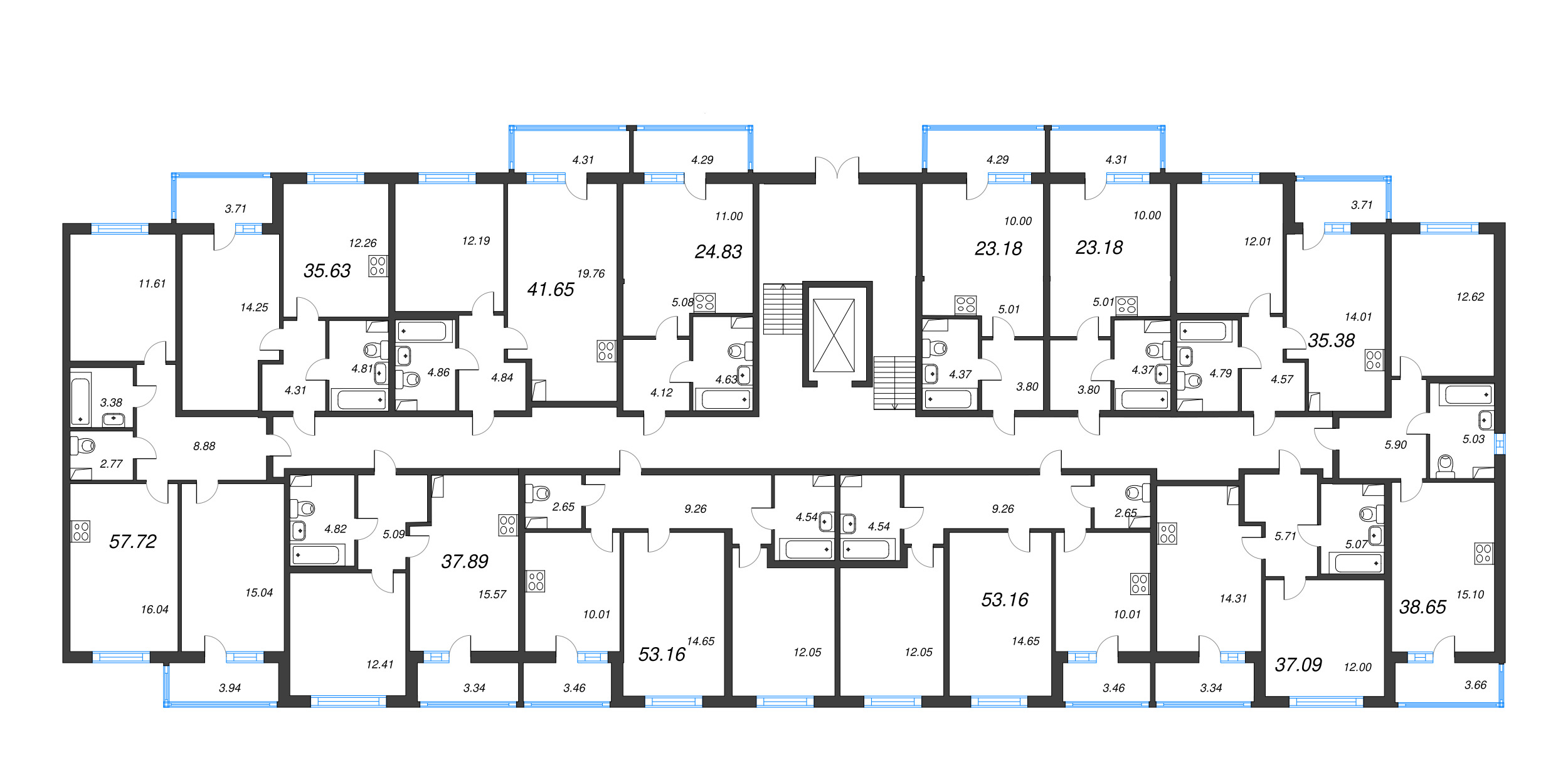 Квартира-студия, 23.18 м² в ЖК "Ясно.Янино" - планировка этажа