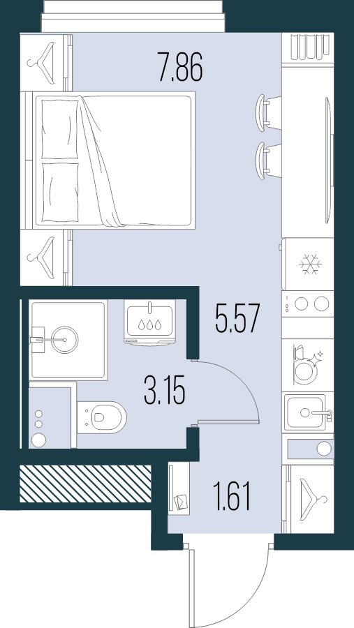 Квартира-студия, 18.19 м² в ЖК "Новая Земля" - планировка, фото №1