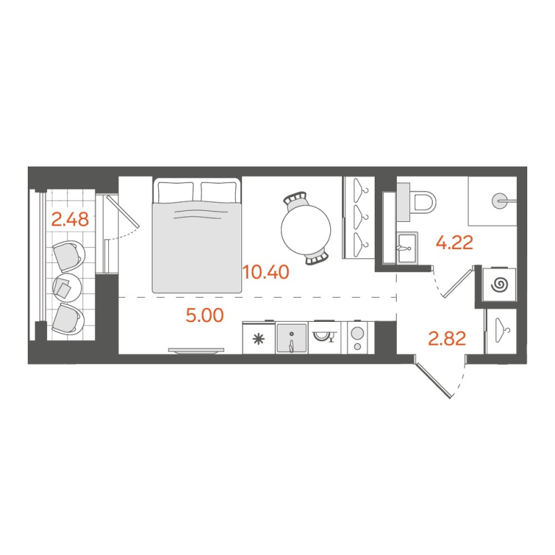 Квартира-студия, 23.4 м² в ЖК "STAVNI Обводный" - планировка, фото №1