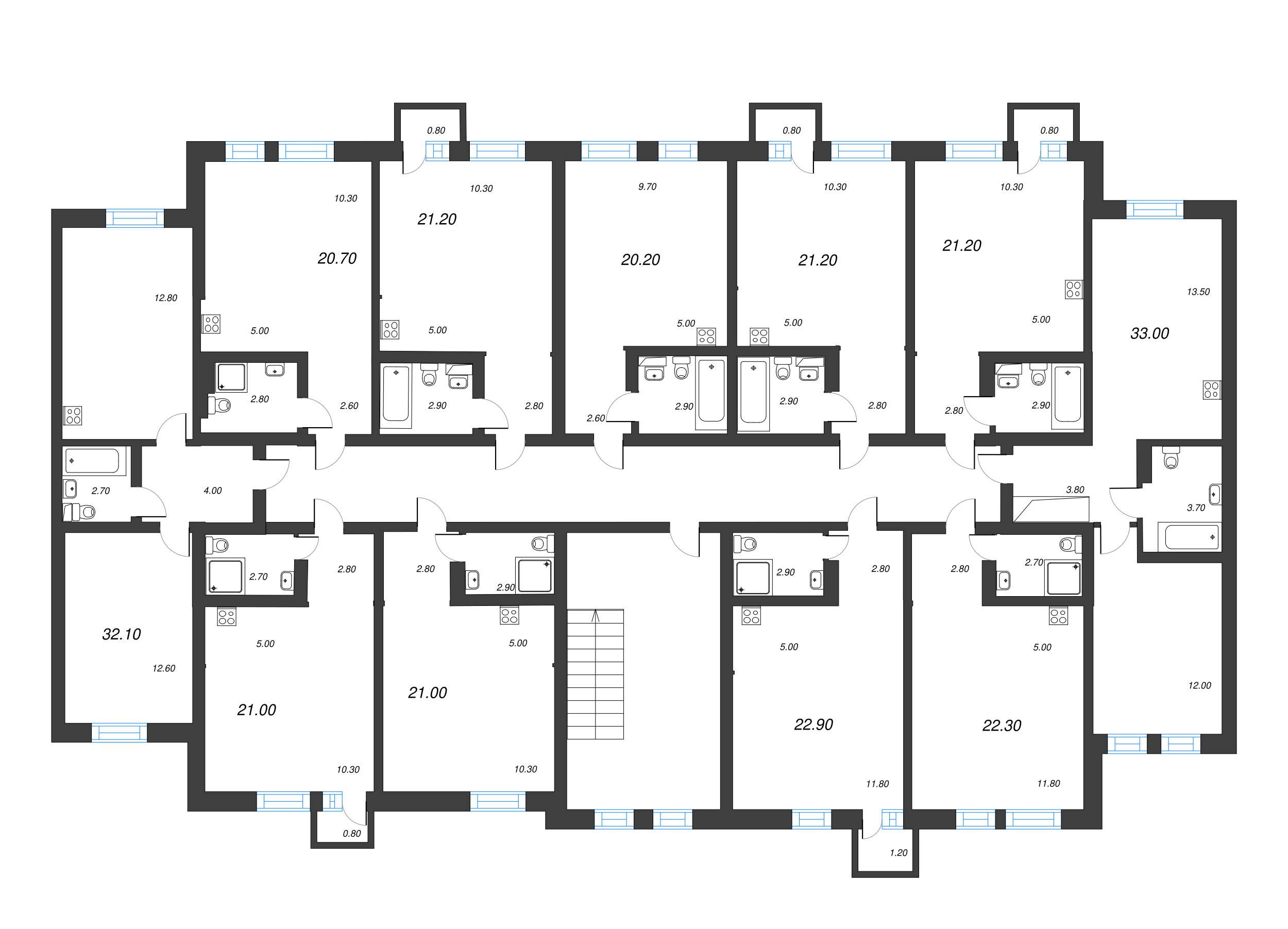 Квартира-студия, 20.2 м² в ЖК "ЭКО Квартал NEGA" - планировка этажа