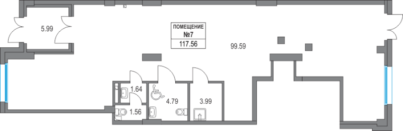 Помещение, 117.56 м² в ЖК "Приморский квартал" - планировка, фото №1