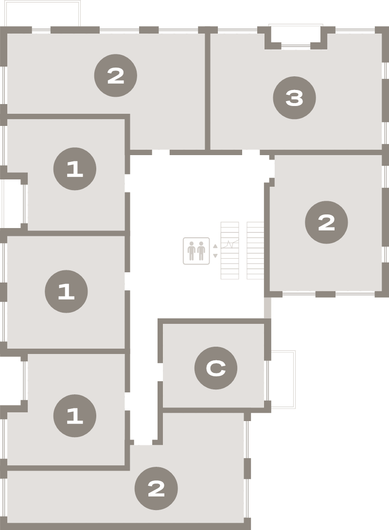 3-комнатная (Евро) квартира, 60 м² в ЖК "Северный ветер" - планировка этажа