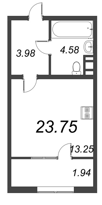 Квартира-студия, 25.4 м² в ЖК "Pixel" - планировка, фото №1