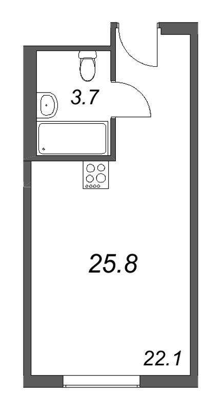 Квартира-студия, 25.8 м² в ЖК "ARTSTUDIO M103" - планировка, фото №1