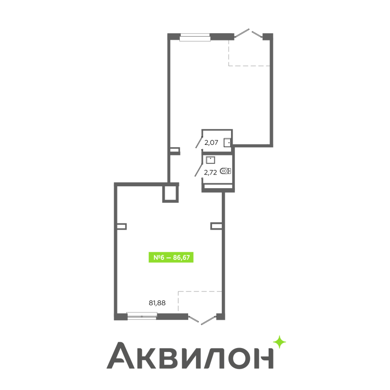 Помещение, 86.67 м² в ЖК "Аквилон Янино" - планировка, фото №1