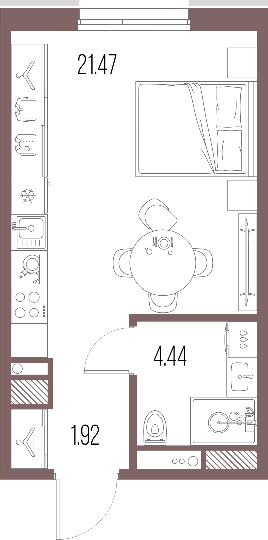 Квартира-студия, 27.83 м² в ЖК "Legenda Васильевского" - планировка, фото №1
