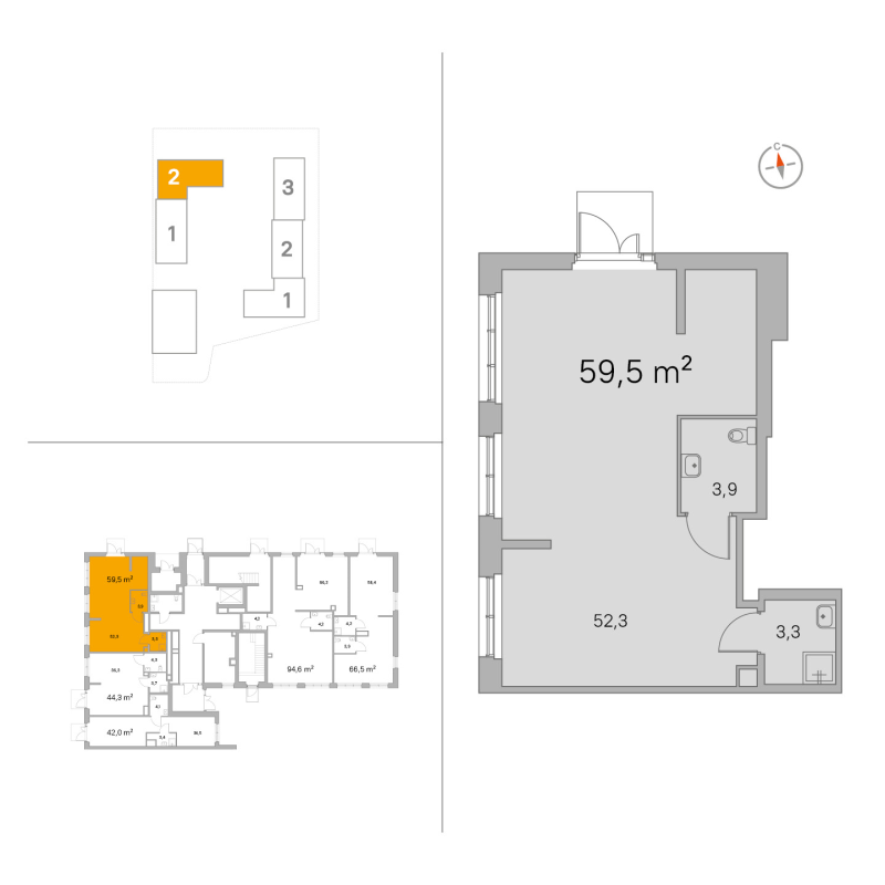 Помещение, 59.5 м² в ЖК "Янила Форест" - планировка, фото №1