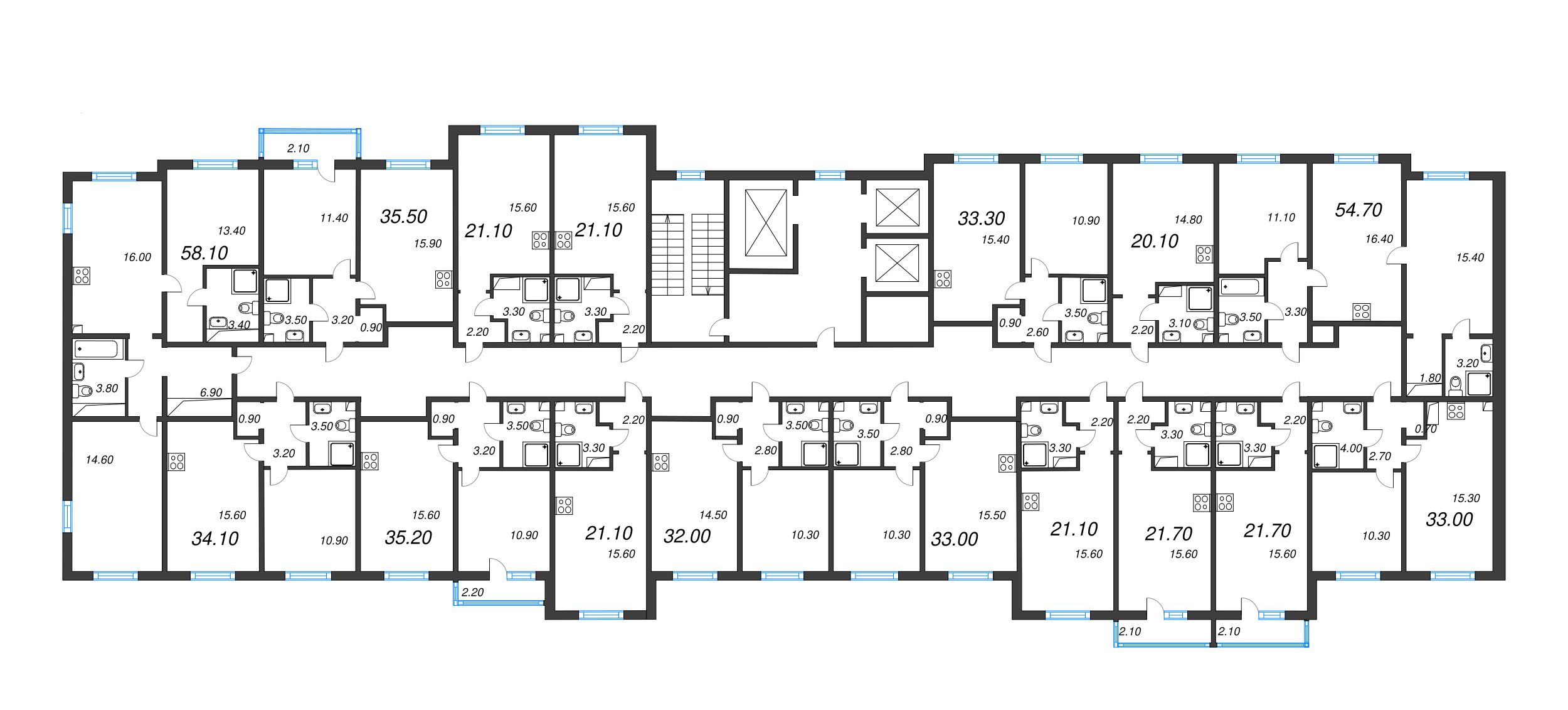 Квартира-студия, 20.1 м² в ЖК "Дыбенко Парк" - планировка этажа