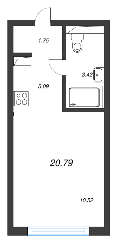 Квартира-студия, 20.79 м² в ЖК "Новая Земля" - планировка, фото №1