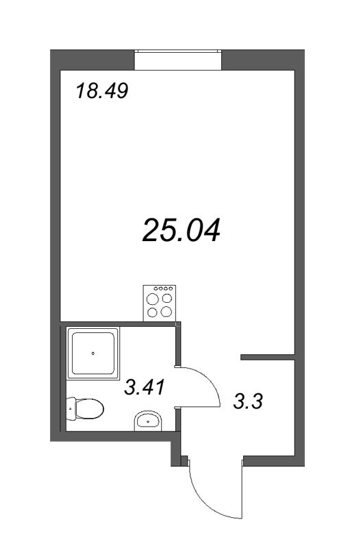 Квартира-студия, 25.04 м² в ЖК "Новые горизонты" - планировка, фото №1