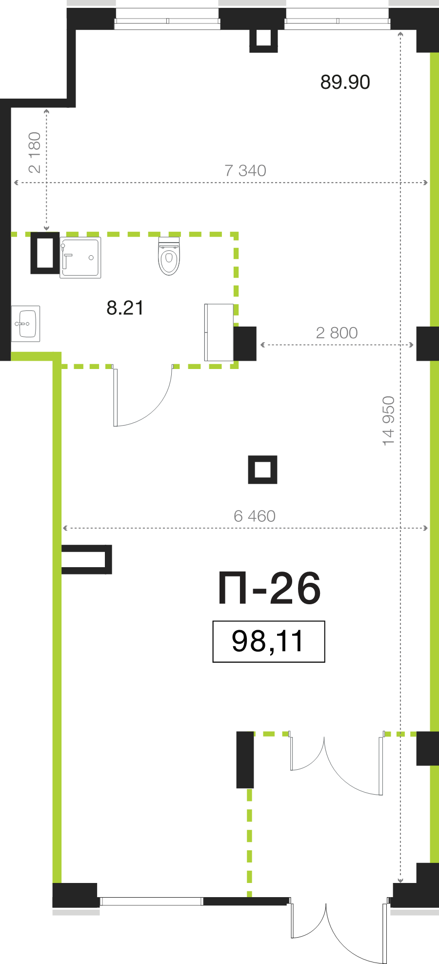 Помещение, 98.11 м² в ЖК "Legenda Васильевского" - планировка, фото №1