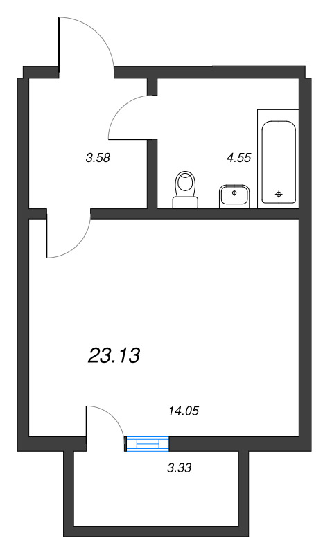 Квартира-студия, 22.7 м² - планировка, фото №1