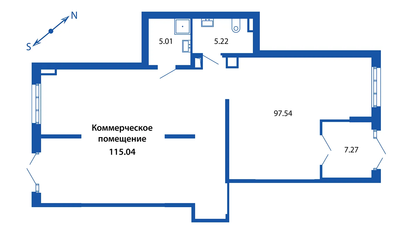 Помещение, 114.84 м² в ЖК "Полис Приморский 2" - планировка, фото №1