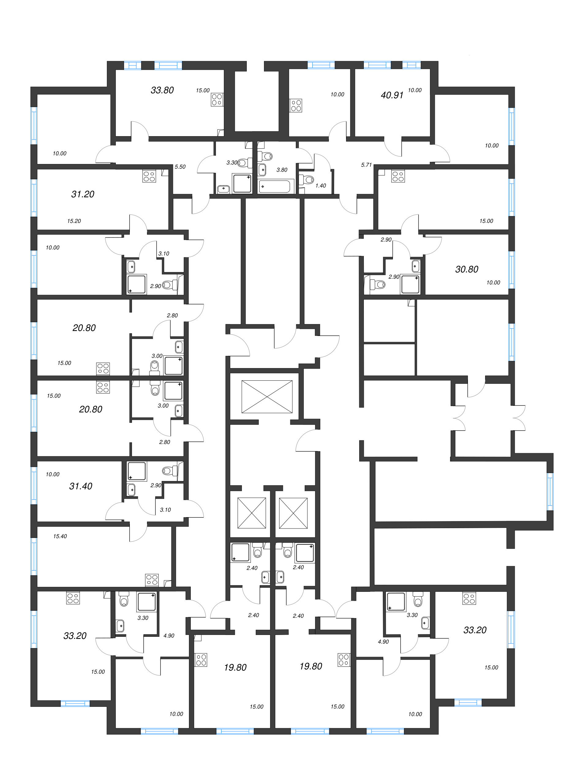 Квартира-студия, 19.8 м² в ЖК "Ручьи" - планировка этажа