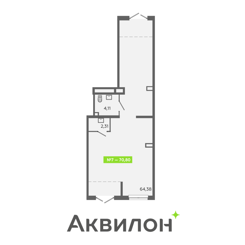 Помещение, 70.8 м² в ЖК "Аквилон Янино" - планировка, фото №1