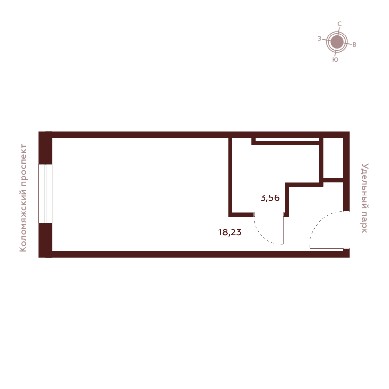 Квартира-студия, 21.79 м² в ЖК "Saan" - планировка, фото №1