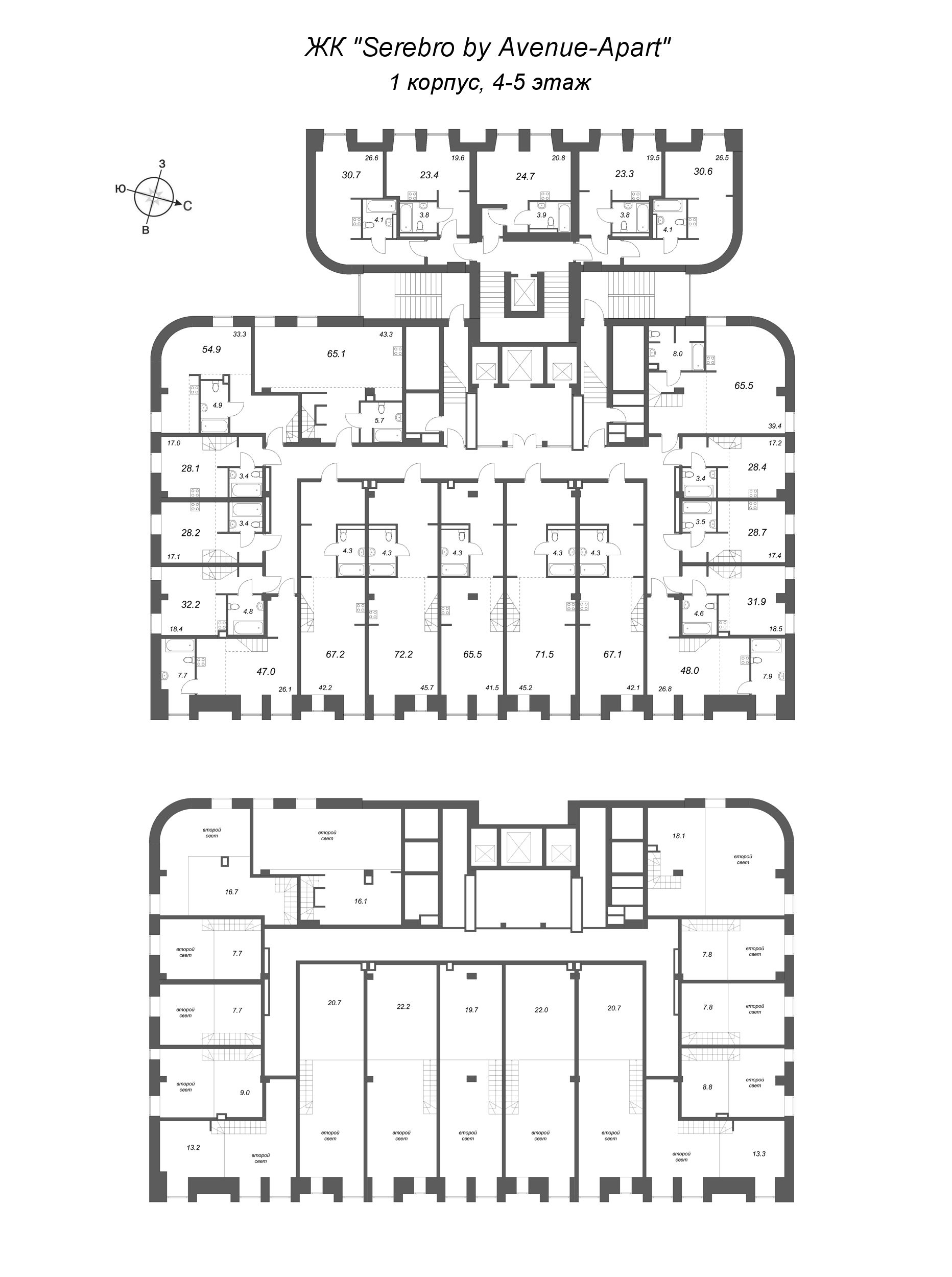 Квартира-студия, 65.5 м² в ЖК "Serebro by Avenue-Apart" - планировка этажа