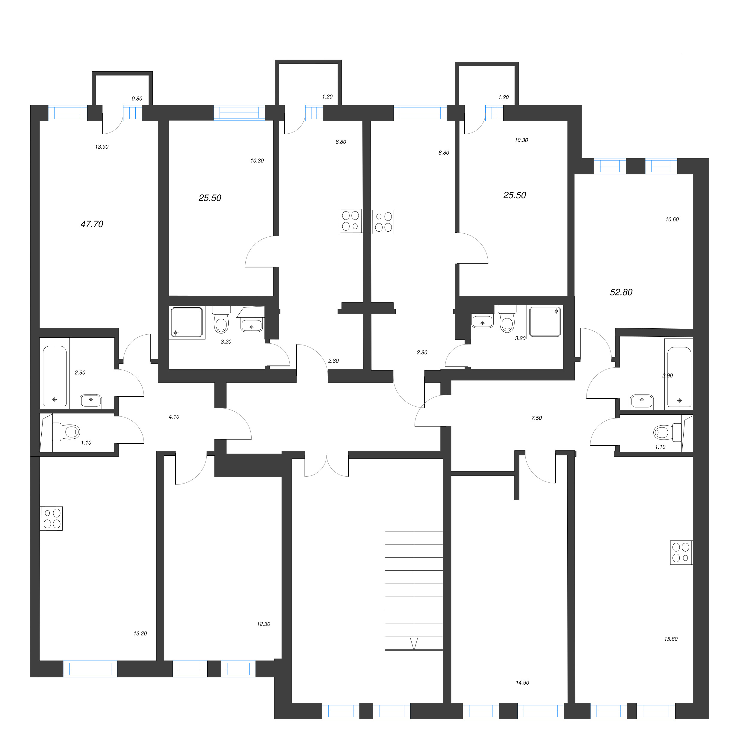1-комнатная квартира, 25.5 м² в ЖК "ЭКО Квартал NEGA" - планировка этажа
