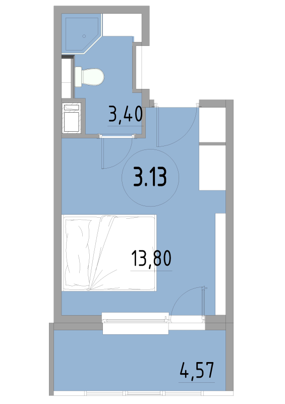 Квартира-студия, 21.77 м² в ЖК "Cosmos Smart Yuzhny" - планировка, фото №1
