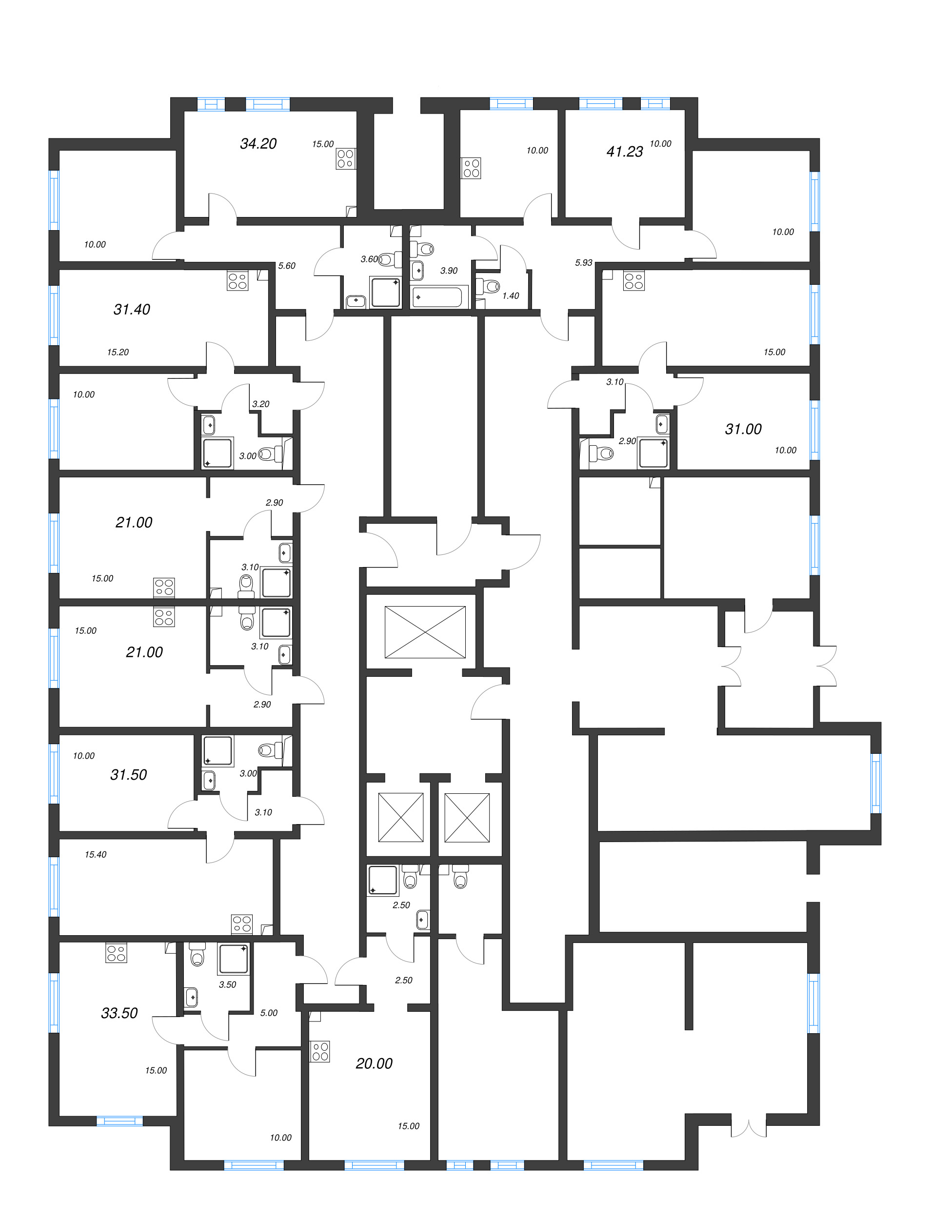 Квартира-студия, 20 м² в ЖК "Ручьи" - планировка этажа
