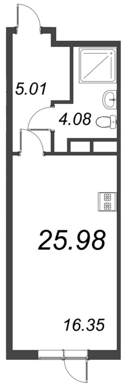 Квартира-студия, 25.98 м² в ЖК "ВЕРЕН НОРТ сертолово" - планировка, фото №1