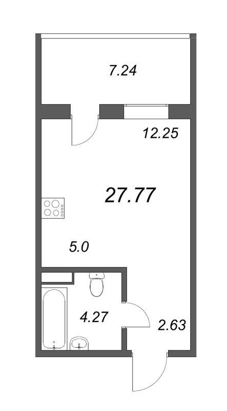 Квартира-студия, 24.15 м² в ЖК "Юттери" - планировка, фото №1