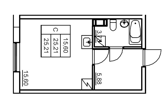 Квартира-студия, 25.49 м² в ЖК "Панорама Юкки" - планировка, фото №1