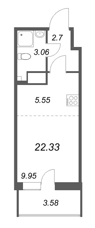 Квартира-студия, 22.33 м² в ЖК "Аквилон Янино" - планировка, фото №1