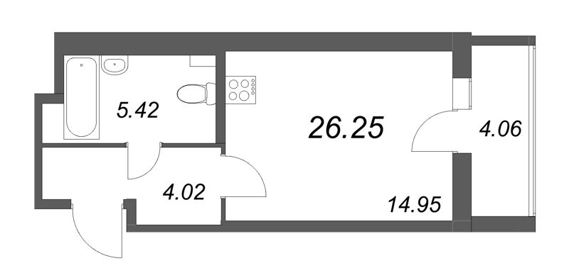 Квартира-студия, 26.25 м² в ЖК "Аквилон All in 3.0" - планировка, фото №1