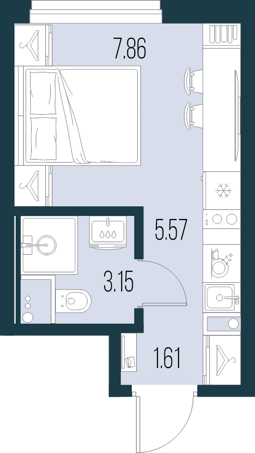 Квартира-студия, 18.19 м² в ЖК "Новая Земля" - планировка, фото №1