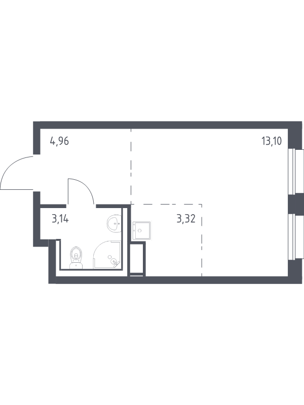 Квартира-студия, 24.52 м² в ЖК "Новые Лаврики" - планировка, фото №1