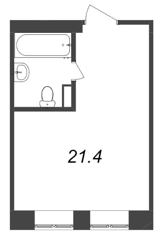 Квартира-студия, 22.4 м² в ЖК "Тележная 21-29" - планировка, фото №1