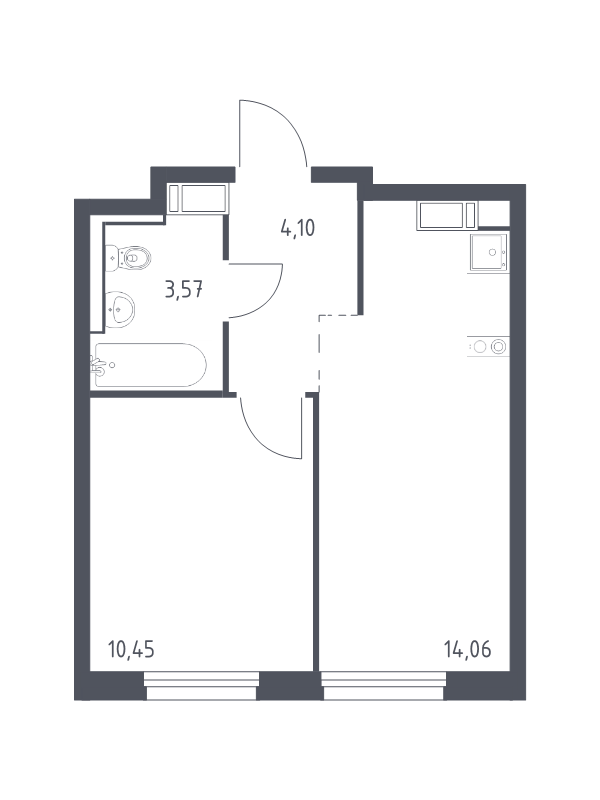 1-комнатная квартира, 32.18 м² в ЖК "Квартал Торики" - планировка, фото №1