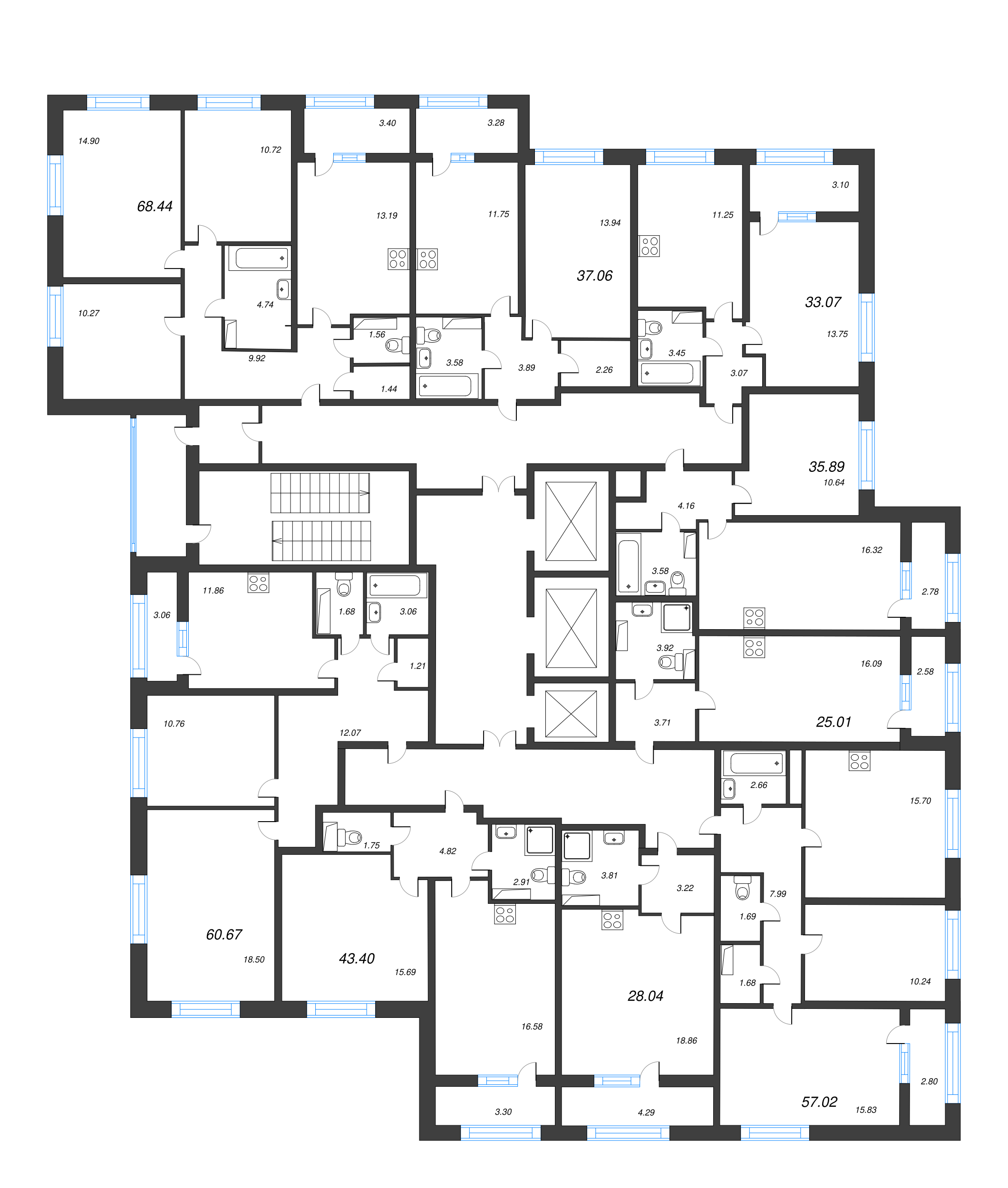 Квартира-студия, 28.04 м² - планировка этажа