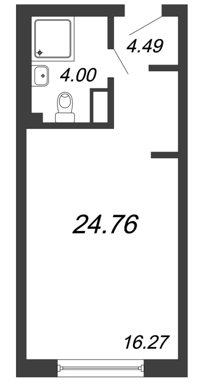 Квартира-студия, 24.76 м² - планировка, фото №1