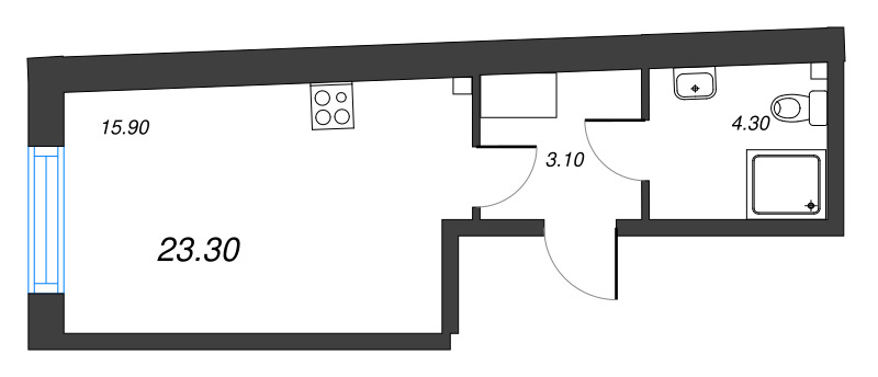Квартира-студия, 23.3 м² в ЖК "Измайловский" - планировка, фото №1