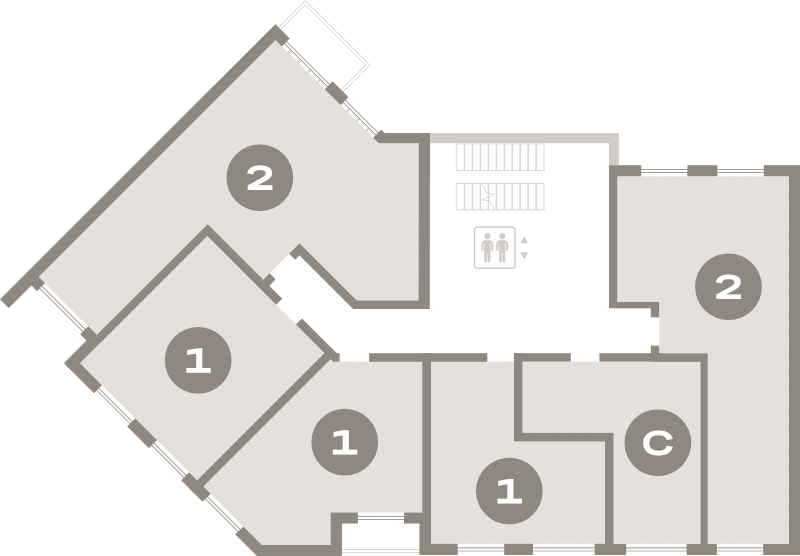 3-комнатная (Евро) квартира, 75.8 м² в ЖК "Северный ветер" - планировка этажа