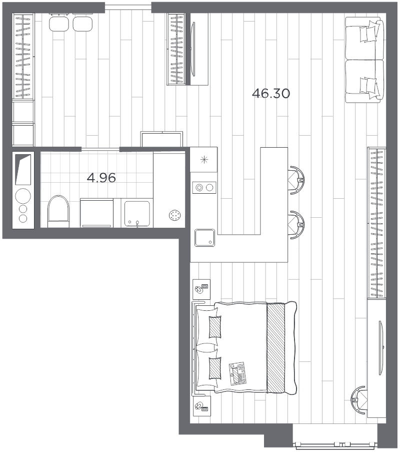 Помещение, 51.26 м² в ЖК "Ladozhsky AVENIR" - планировка, фото №1