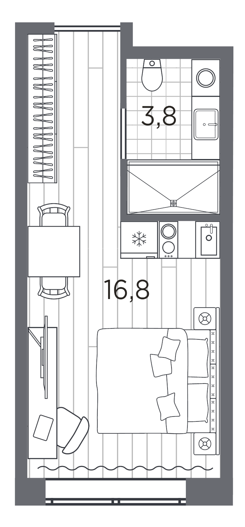 Квартира-студия, 20.6 м² в ЖК "Industrial Avenir" - планировка, фото №1