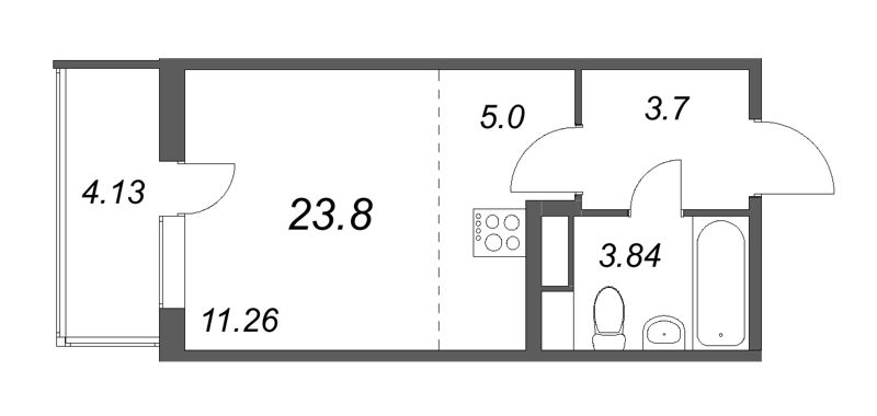 Квартира-студия, 23.8 м² в ЖК "Ясно.Янино" - планировка, фото №1