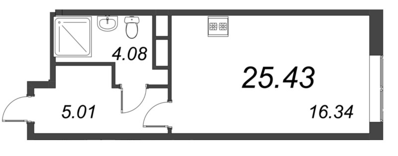 Квартира-студия, 25.43 м² в ЖК "VEREN NORT сертолово" - планировка, фото №1
