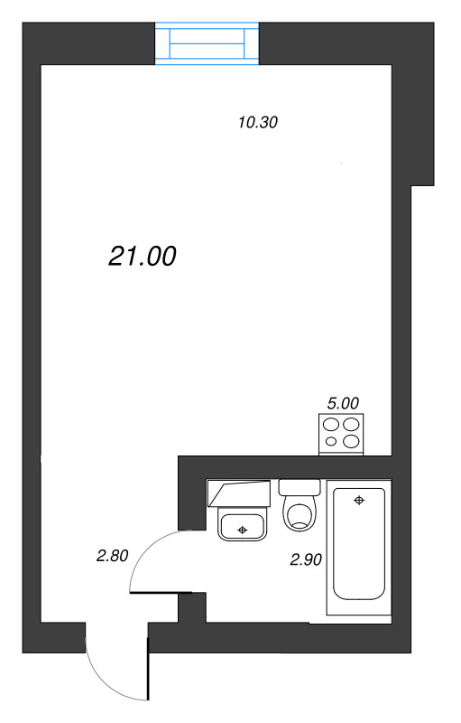 Квартира-студия, 21 м² в ЖК "ЭКО Квартал NEGA" - планировка, фото №1