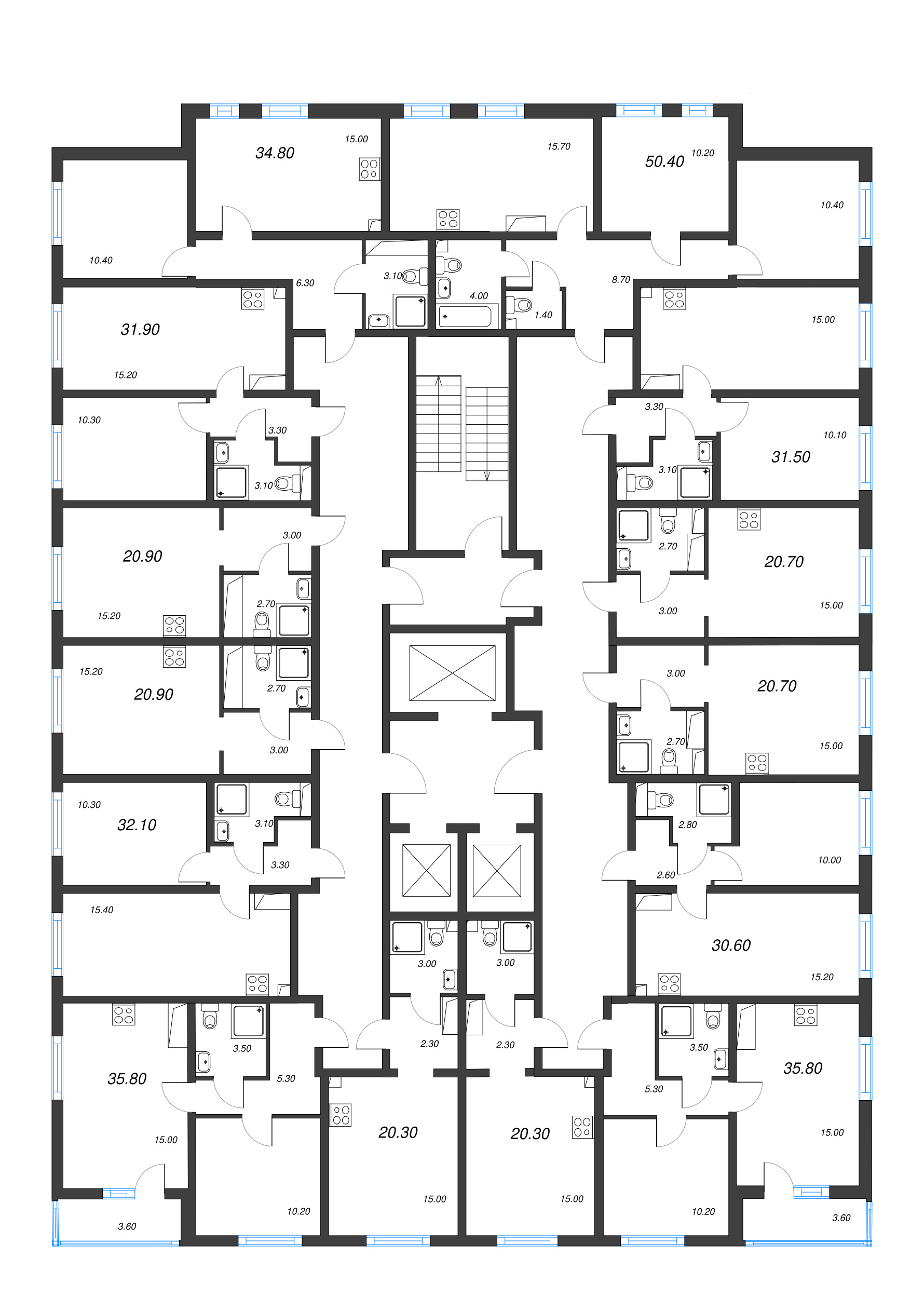 Квартира-студия, 20.3 м² в ЖК "Ручьи" - планировка этажа