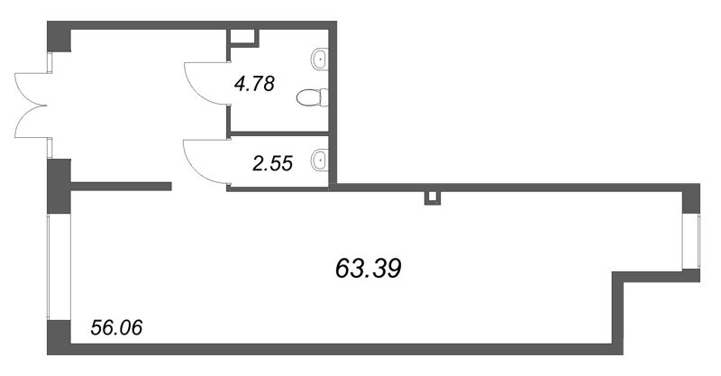 Помещение, 63.39 м² в ЖК "Цивилизация на неве" - планировка, фото №1