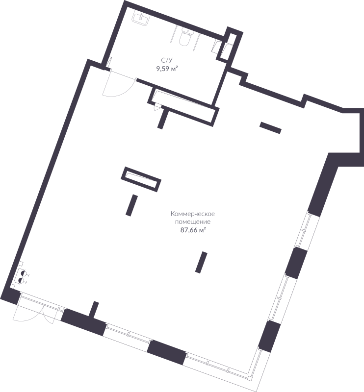 Помещение, 97.27 м² в ЖК "VEREN NORT сертолово" - планировка, фото №1