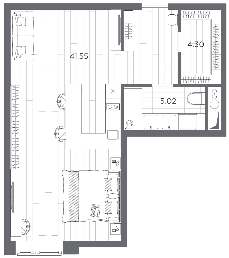 Помещение, 50.87 м² в ЖК "Ladozhsky AVENIR" - планировка, фото №1