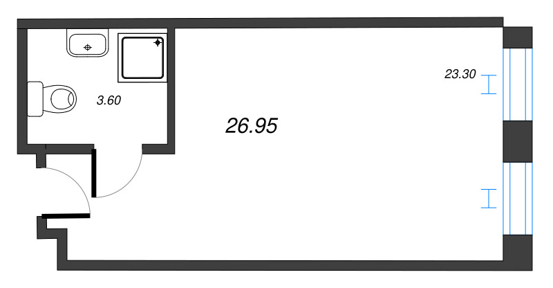 Квартира-студия, 26.97 м² в ЖК "We'll" - планировка, фото №1