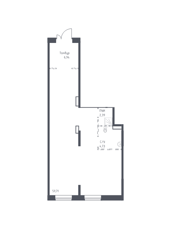 Помещение, 73.77 м² в ЖК "Новые Лаврики" - планировка, фото №1